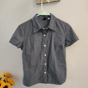 Gap brand navy and white geometrical button down shirt